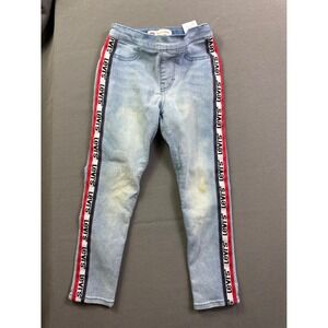 Levis Girls Pull On Jeggings Light Wash Logo Side Stripe Skinny Jeans Size 6 Reg
